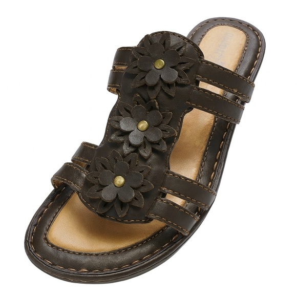 Born Women’s Size 10 Brown Floral Slip-On Wedge Sandals – Brand New Slides - Picture 2 of 5